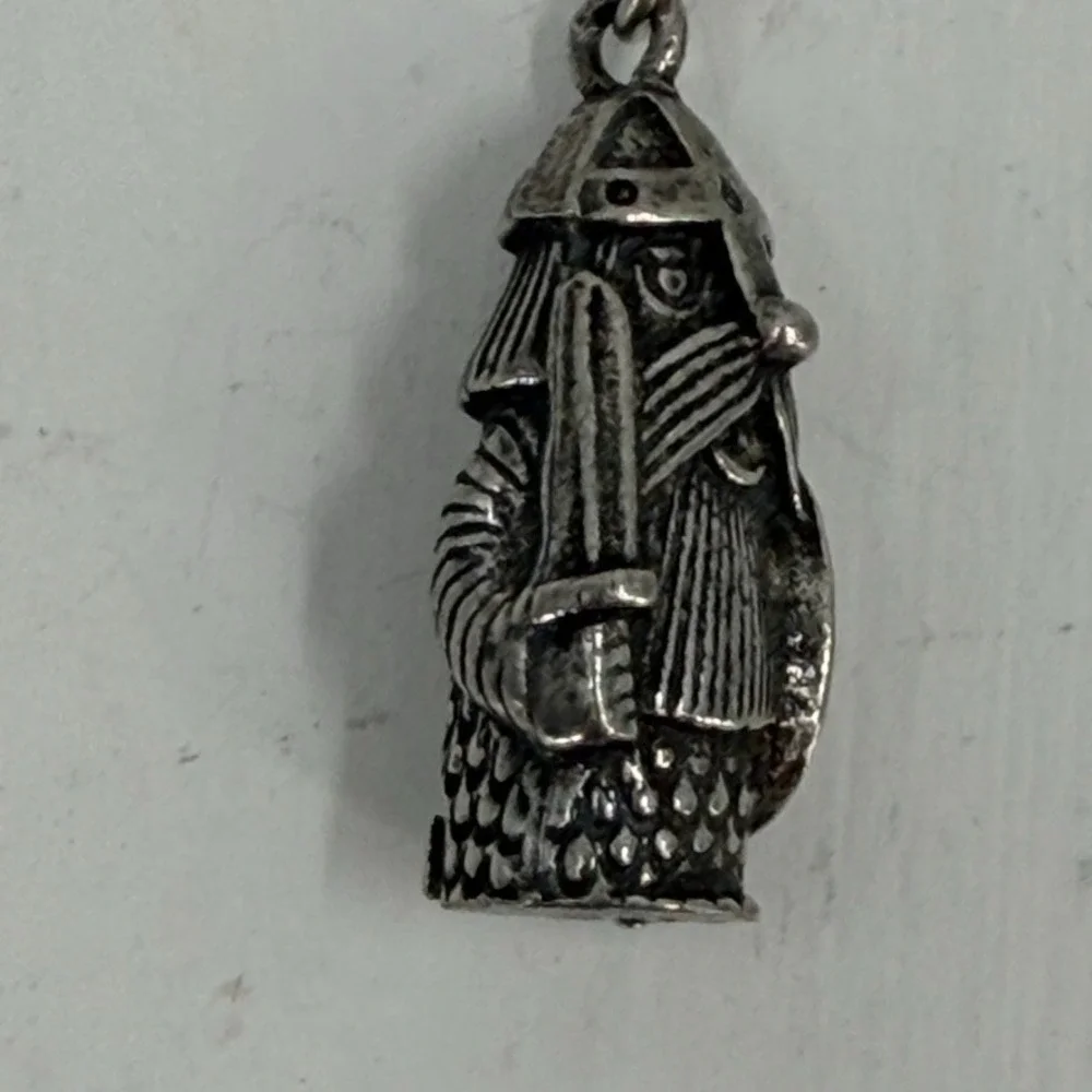 Vintage WRL British Pewter Viking Keychain Norseman Sword Shield Souvenir Gothic